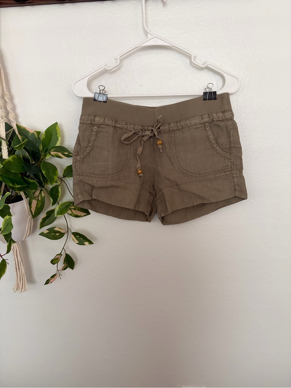 Guess Olive Green Drawstring Low Rise Shorts